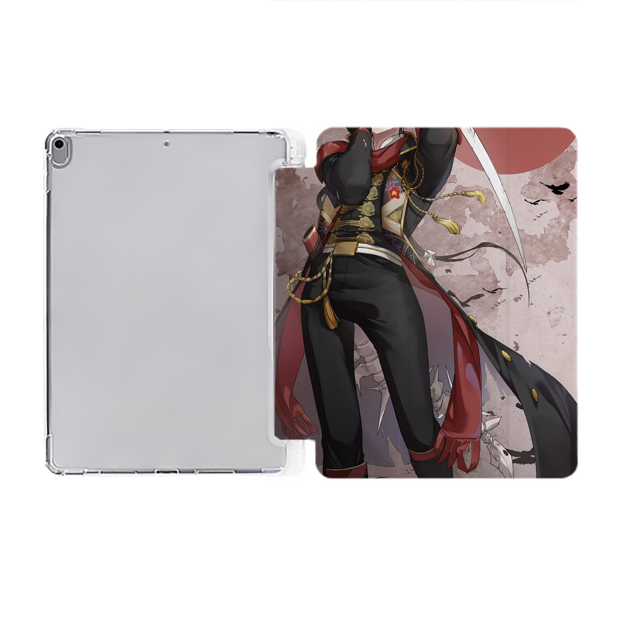 （画像用） 刀剣乱舞 Touken Ranbu IPad ケース ペン収納付き 三つ折りスタンド PUレザー×シリコン 対応機種9.5/10.5/10.9インチ